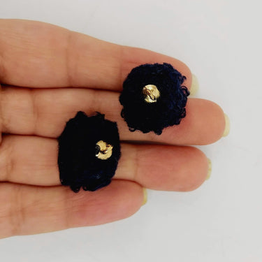 Navy Blue Fur Fabric Ball Tassel, Button with Ring Cap, Decorative Tassels